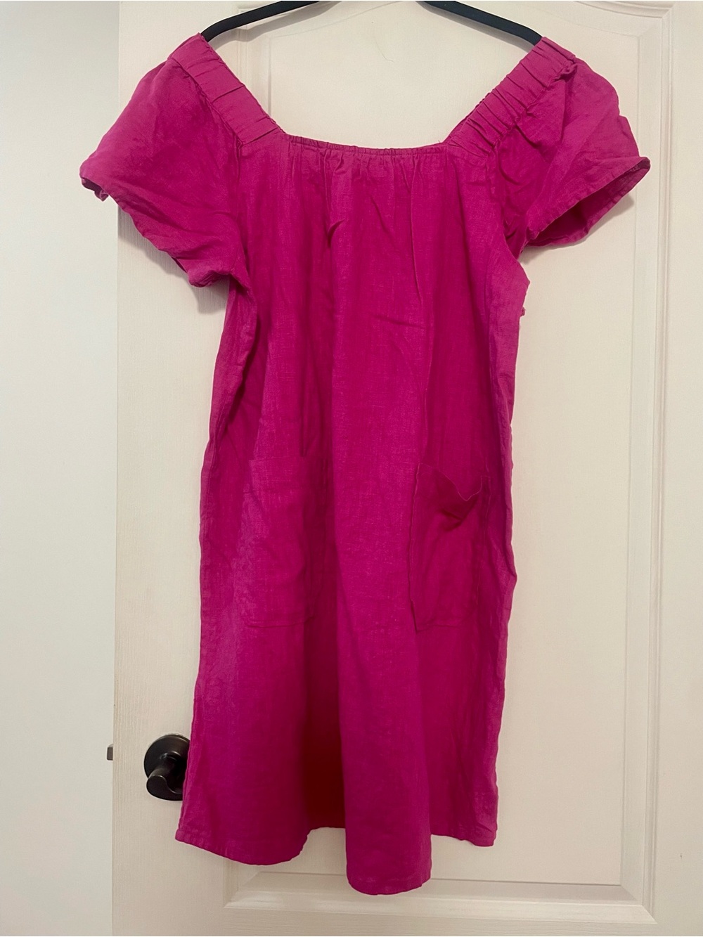 Nicole Miller Pink Linen Square Neck Dress Size Large